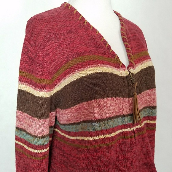 Multicolored Stripes Front Zip Cardigan - Picture 7 of 9